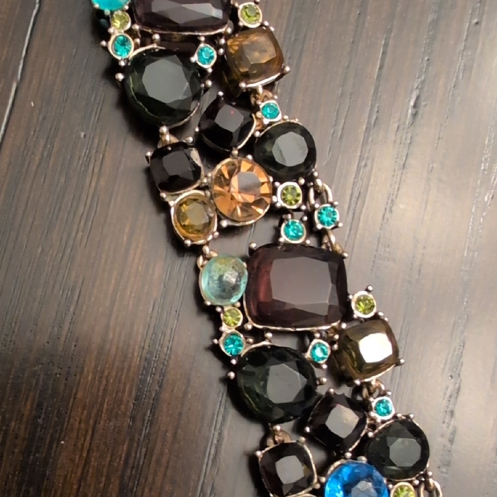 Monet Multicolor Gemstone Statement Bracelet - image 1